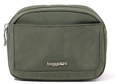Baggallini Women's Pocket Cosmetic - Lightweight Bag - Travel Essentials Makeup Organizer Small, Thyme, S