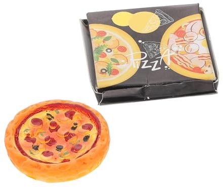 CLISPEED Miniatur Pizza Im Pizzakarton Puppenhaus Zubehör Realistische Miniature Food Deko Leicht Platzierbar Geschenk Für Junge Mädchen Sammler DIY Crafts