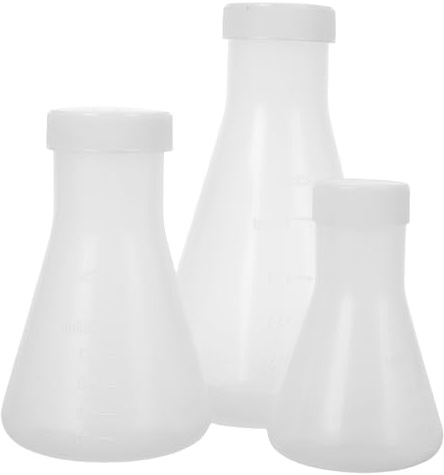 Warmhm Plastic Conical Lab Flask Set for Children Science Experiments, 3pcs Wide Mouth Erlenmeyer Beakers 50ml 100ml 250ml Educational Plastic Measuring Cups for School Stem Learning