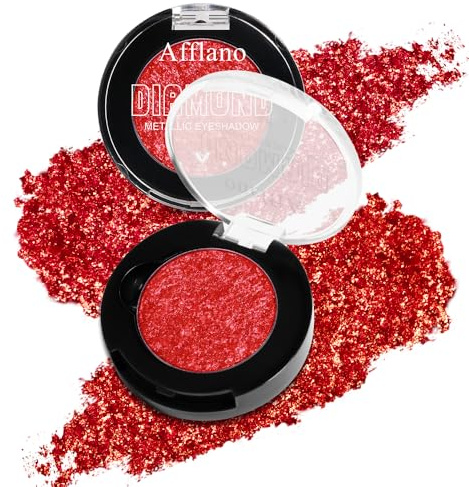 Palette di ombretti singoli rossi glitterati, olografici duochrome shimmer per donne mature, ad alta pigmentazione, per carnevale, Halloween, eyeliner, trucco viso e corpo