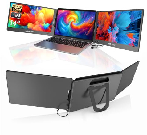 MT-VIKI 14 Portable Monitor Laptop Screen Extender - Driver free, Plug & Play. Multi Screen Extra Display for 11–16 Windows and Mac IPS FHD