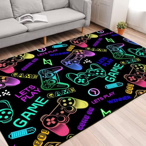 SMXVRC Farbe Spiel Konsole Kinder Teppiche, 180x300cm,Spiel Spieler Teppich für Leben Zimmer, Ausblenden Resistent Weich Langlebig Gaming Teppich, Nein Falte Absorbierend Matte für Innenbereich