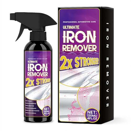 Iron Decon Spray, Iron Remover Car Detailing,120ml Purple Reactive Formula Car Rust Remover for Iro n Fallout and Metal Deposits, Paint Safe Wheel Cleaner