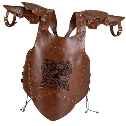 ZPGVWXKO Mittelalterliche Brustpanzerweste für Herren, Geprägt, für Halloween Cosplay Und Kostümpartys, Braun