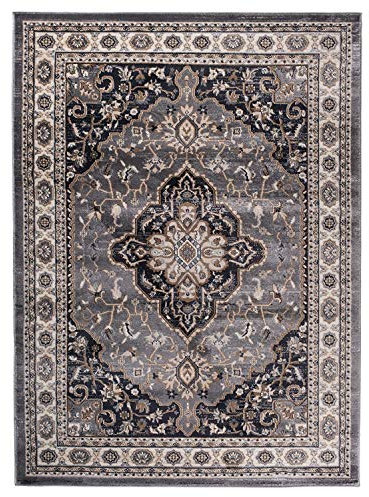 Mazovia Traditioneller Orientalischer Teppich - Weicher Teppich für Wohnzimmer Schlafzimmer Esszimmer - ÖKO-TEX Zertifiziert - AYLA - 160 x 220 cm - Grau