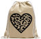 Kiwistar - Turnbeutel - natur - Leopard - Fun Rucksack Sport Beutel Gymsack Baumwolle mit Ziehgurt
