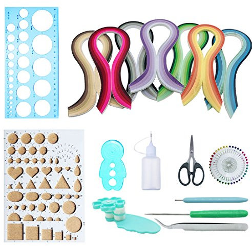 Woohome Quilling Papier Set mit 10 Quilling Werkzeuge und 34 Farben 700 Streifen Papier für Handwerk Quilling