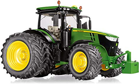 WIKING 077846 John Deere 7310R Modelltraktor mit Zwillingsbereifung, 1:32, Metall/Kunststoff, Ab 14 Jahre, Viele Funktionen, Wechselbare Räder, Motorhaube zum Öffnen, Bewegliche Sitze