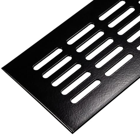 Rejilla de ventilación para puerta, color negro, de aluminio, rectangular, 600 x 80 mm, para muebles, de aluminio, para calefacción, pared, etc., 1 pieza – Chapa de ventilación ovalada para ventilar