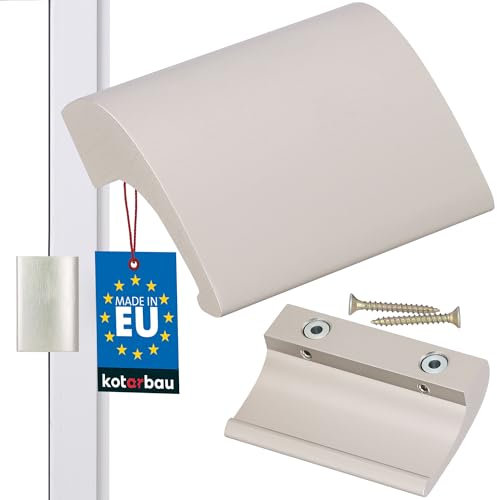 KOTARBAU Balkontürgriff Edelstahloptik Terrassentürgriff DE LUXE Sicher Raucher Türoptik Schließen Griffmuschel Universal Ziehgriff Aluminium Balkongriff
