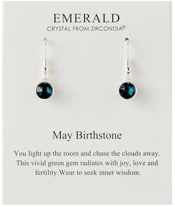 Philip Jones May Birthstone Drop Earrings Created with Emerald Zircondia® Crystals