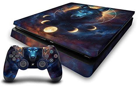 Head Case Designs Offizielle Jonas JoJoesArt Jödicke Traumfänger Wolf Kunst Mix Vinyl Haut Gaming Aufkleber Abziehbild kompatibel mit Sony Playstation 4 PS4 Slim Console and DualShock 4 Controller