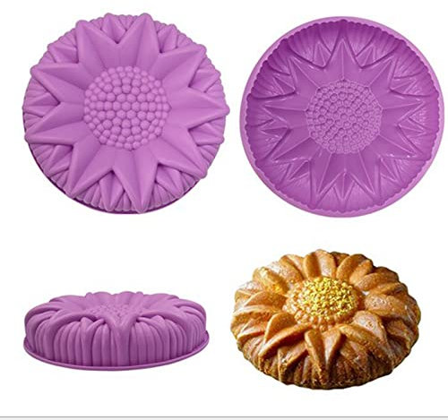 Chikanb Sonnenblume Silikon Kuchenform, 1 Stück Runde Backform, Antihaft-Backformen Pfanne, Gebäck Schimmel Backen für Küche, Muffin, Torte, Brot, Pudding, Gugelhupf, Moussekuchen, 15,3 * 13 cm
