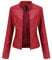 Valin Damen Rot Kunstleder Motorrad Jacke Lederjacke Schlank Reißverschluss Stehkragen Kurz Mantel,40,PN767