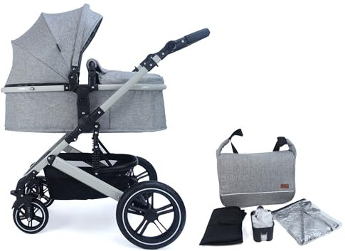Pixini Neyla Kombi Kinderwagen mit Zubehör (grau/grau)