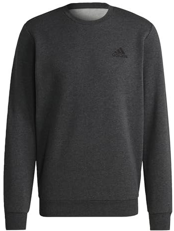 adidas Homme FEELCOZY Essentials Fleece Sweatshirt, Dark Grey Heather/Black, S