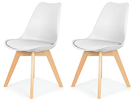 IHANA Stuhl, Holz Polypropylen Kunstleder, weiß, Einheitsgröße