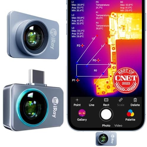 InfiRay P2 Pro Thermal Imaging Camera for Android, Thermal Imager with 8mm Macro Lens, 9g Fully Metal Body, Measuring Range -20°C~550°C, 25Hz 256X192 Resolution, Support Android 9.0 and Above