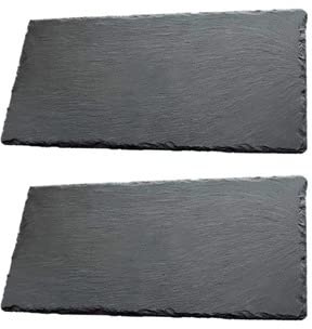 pcmoviles 3 Tablas De Pizarra Plato Llano Natural - Bandejas para Servir Alimentos quesos Aperitivos Tapas Sushi - Tablas rectangulares de Piedra 20 X 13 CM