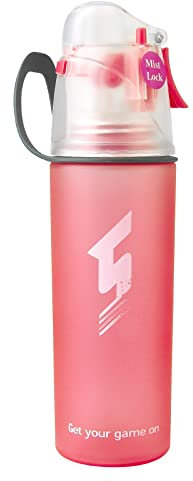 Drinking and Misting Water Bottle - Spray Water Bottle BPA Free, Unique Mist Lock Design, Portable Leak-Proof Spray Cup for Cycling Fitness Camping Hiking Outdoors Sports (Pink, 500ml)