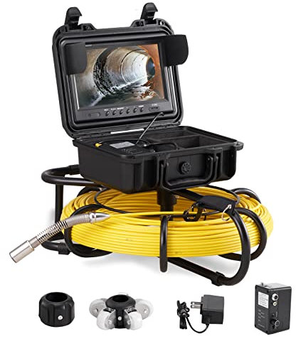 VEVOR Caméra Inspection Canalisation 91,5 m Caméra Endoscopique Drain Écran 9'' avec Enregistreur DVR Étanche IP68 12 LED Réglables Carte SD 16 Go pour Conduite d'Égout Maison Plomberie Tuyaux Vidange