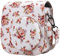 QIYWFA Instant Kamera Schützend Fall Kompatibel mit Fujifilm Instax Mini 12/11/9/8/8+ Instan Kamera Sanft PU Leder Tasche mit Tasche und Abnehmbarer Schultergurt(White Rose)