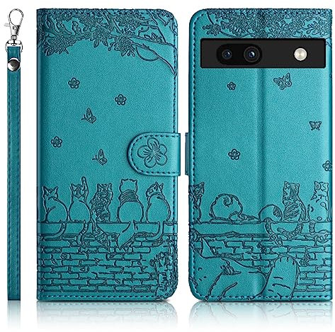 Succtopy Coque pour Google Pixel 7a Étui de Protection [Etui à Rabat] [Pochette de Portefeuille] Housse Premium en Cuir PU Portefeuille Google Pixel 7a - Bleu