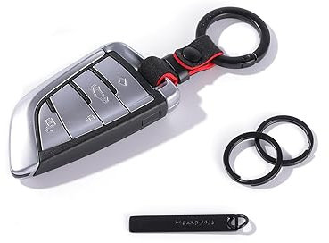 project-cb Schlüsselanhänger ×1, Schlüsselring ×2, Kurzes Band für Autoschlüssel, ID-Kartenhalter, Stylisch und Langlebig, für Männer und Frauen(Schwarz-Rot)