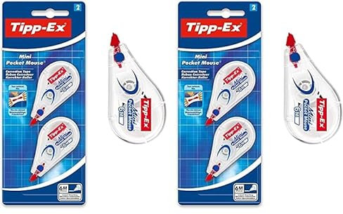Tipp-Ex Mini Pocket Mouse Rubans Correcteurs - 6 m x 5 mm, Parfait pour l'Ecole et au Bureau, Blister de 2 (Lot de 2)