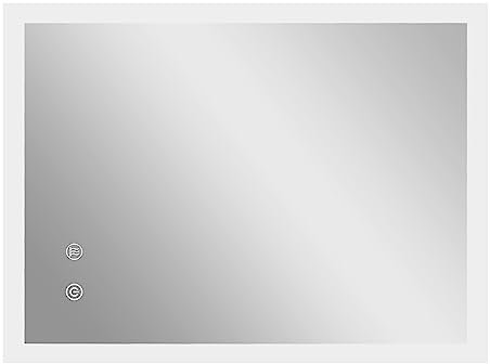 kleankin Espejo de Baño con Luces LED 70x50 cm Espejo de Pared Antivaho con Luces Retroiluminado 3 Colores Función de Memoria Interruptor Táctil IP44 Horizontal o Vertical Plata