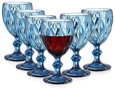 Lot de 6 verres à vin vintage de 300 ml - Verres à vin rouge - Verres à vin rouge - Verres à vin blanc - Verres à cocktail pour Noël, fête d'anniversaire
