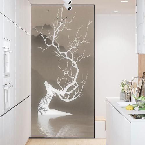 Fensterfolie Brauner Abstrakter Hirsch Fensterfolie Blickdicht Sichtschutzfolie Fenster Static Milchglasfolie Folie Fenster Sichtschutz Home Office Fensterfolie Selbsthaftend 50x90cm