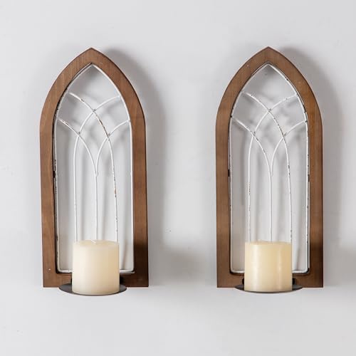 SOFE Farmhouse Wall Candle Holder, Arch Cathedral Wall Decor Set of 2