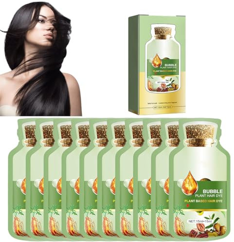 2024 natürliche Pflanzenhaarfarbe, natürliche Pflanzenhaarfarbe 30ml 10 packs/box, neue Pflanzenblase Haarfarbe, natürliches Shampoo (2, Natürlich Schwarz)