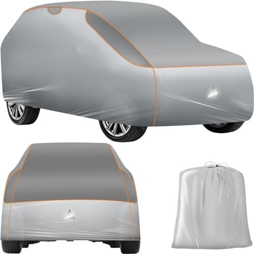 tectake® Auto Abdeckplane, Hagelschutz Autoplane, Autoabdeckung, wasserdichte Decke, atmungsaktiv, elastische Autogarage, Auto Zubehör mit Aufbewahrungstasche, für viele Modelle - Größe SUV/Van Big