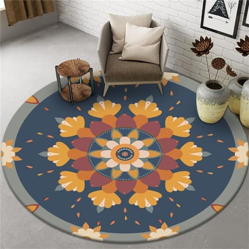 Alfombra Redonda, Feather Vision Light Luxury Style Floor Mat, Gaming Living Room Runner, Gaming Chair Under The Floor Mat, Para Sala De Estar Estudio Oficina Alfombra (Colour 3,Diameter 80)