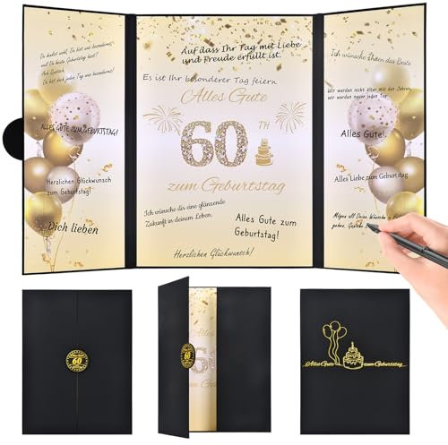 Yibat Geburtstagskarte 60 Aufklappbare Große Gästebuch Geburtstag Karten Grußkarte Geburtstag Geschenk für Frauen Männer Party Jubiläum