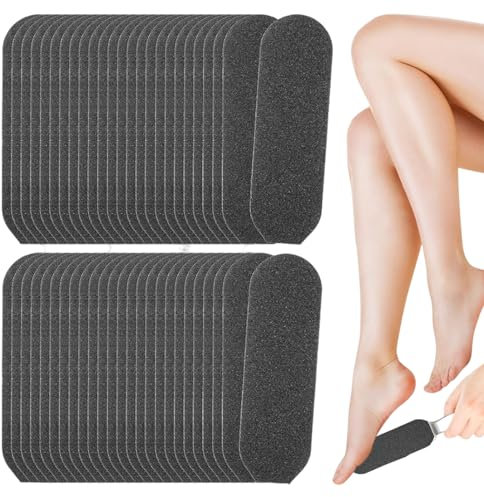 TYVOM 50 Pcs Foot Files Replacement Pads, Pedicure File Refill Pads for Stainless Steel Foot File Professional Refile Reusable Emery Boards for Feet Bath Pedicure Salon