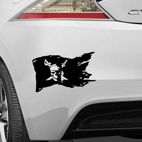 Rakelfix Piratenflagge Pirat Jolly Roger Aufkleber Sticker Größe&Farbe wählbar Autoaufkleber Lack Scheibe