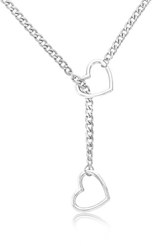 Vinuwu Choker Kette Damen für Frauen, Herz O-Ring Slip Punk Rock Gothic kubanische Kette Herz Einstellbare Y-Halskette Edelstahl Choker Necklace für Männer (Silver)
