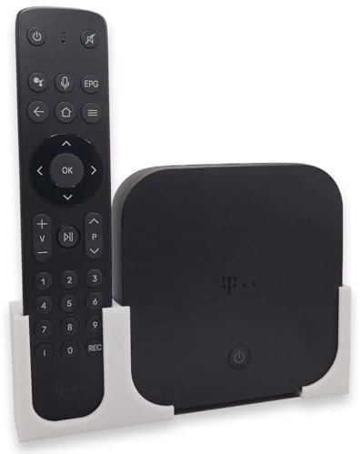 Wandhalterung für Magenta TV One und Fernbedienung - Platzsparende Halterung, einfache Installation, robuste Bauweise - inkl. Klebepads und Schrauben (Weiß)