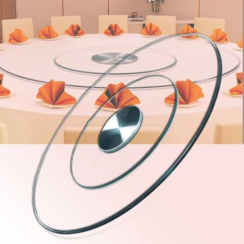 Plato giratorio grande de vidrio Lazy Susan para cocina y comedor, bandeja giratoria de mesa de 24 y 36, bandeja giratoria redonda para servir para compartir comida, silenciosa y suave (28 pulgada