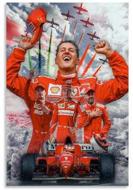 HKLOPUY Ferrari, Formel 1, Michael Schumacher, Poster, dekoratives Gemälde, Leinwand, Wandposter und Kunstdruck, modernes Familienschlafzimmer-Dekor-Poster, 20 x 30 cm
