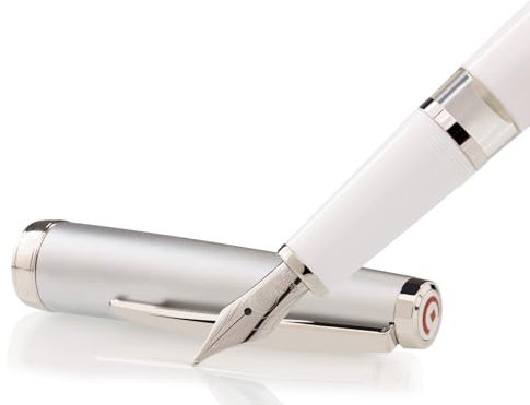 Cleo Skribent Classic Metall Kolben-Füllhalter, weiß, M-Feder