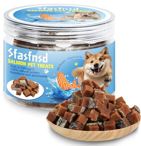Lachs Hundeleckerlis,Hundetraining Leckerlis Belohnung, natürliche fettarme Lachssnacks für Hunde, reich an Omega 3, nahrhaft und Gute Absorption, gesunde Hundeleckerlis Hundesnack 100g