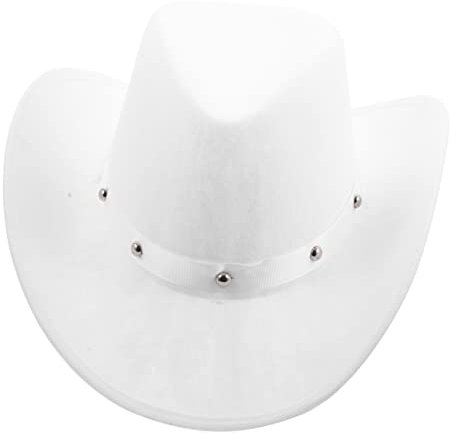 WRITWAA Cowboyhut Weiß - Bequemer Sommerhut Mit Verstellbarem Zugband Ideal FüR Dekoration DIY Projekte Und Feste Aus Dickem Vlies Kompakt Und Praktisch