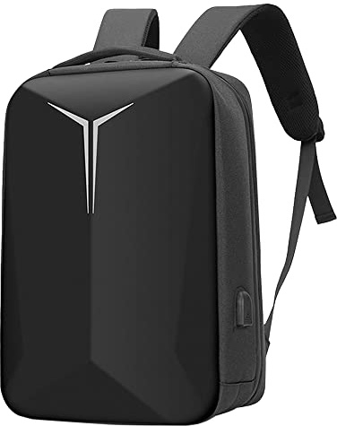 Dioche Sac à Dos pour Ordinateur Portable, Sac à Dos à Coque Rigide de Grande capacité de 15,6 Pouces, Sac D'affaires Respirant avec Bande Réfléchissante, Port USB Externe Noir