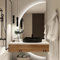 Mirocrafta Specchio da Parete per Bagno a Mezzaluna, Specchio Decorativo Moderno Retroilluminato, con Illuminazione a LED, per Camera da Letto, Soggiorno, Bagno, Ingresso(Right Cut,80x40cm)