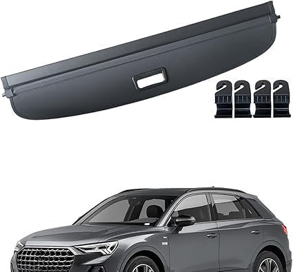 LANAZU Einziehbarer Auto Laderaumabdeckung für Audi Q3 2019-2024, Kofferraum Schutz Abdeckung Frachtabdeckungen Aufbewahrung ZubehöR