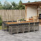 Gecheer 11-TLG. Garten-Essgruppe 10 Personen, Sitzgruppe Gartenmöbel Set Terrassenmöbel Set Gartenlounge Set Sitzgarnitur mit Kissen, Gartengarnitur für Garten Terrasse, Grau Poly Rattan